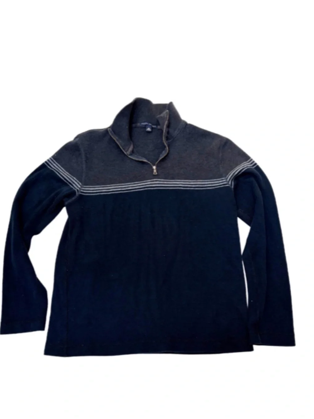 Men's Navy Quarter-Zip Sweater with Contrast Yoke